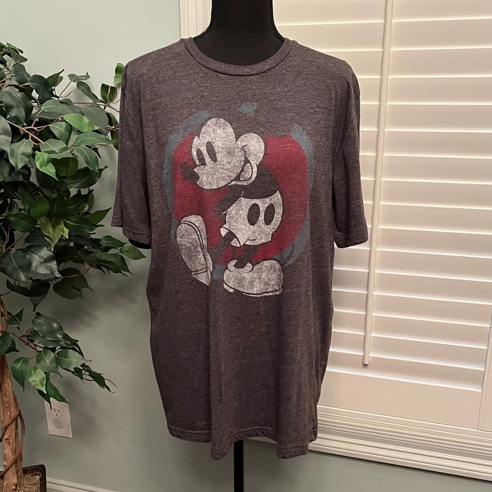 Gray Vintage Mickey Mouse T-Shirt - Large
